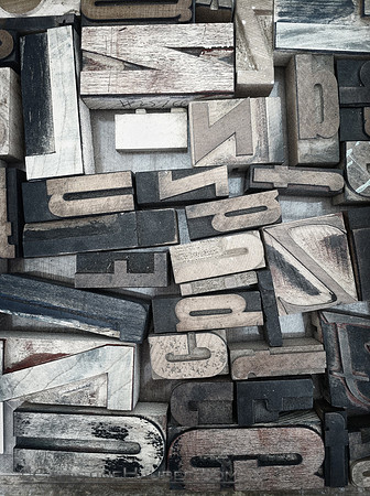 Old Printing Press Letters found at the Flea Market in Santa Fe. Photographed using my iPhone and modified using Nik Silver Efex